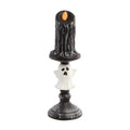 Led-kerze geist 8.7x8.7x27 cm schwarzer kerzenhalter mit weißer geisterfigur und orangefarbener led-flamme