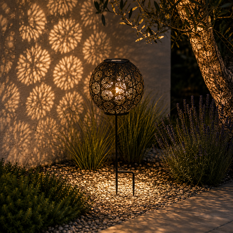 Solarstecker mit Lichtspiel schwarz 22x22x58 cm