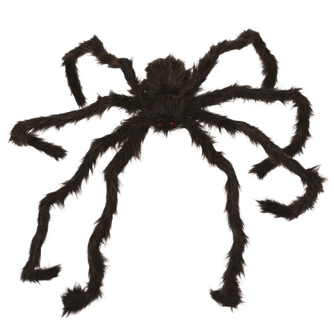 A plush schwarze braune spinne 128 cm mit langen, flauschigen beinen und leuchtend roten augen