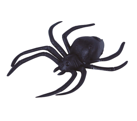 Schwarze plastikspinne spielzeug im 2er set spinnen 12,5 cm für gruseligen dekorationseinsatz