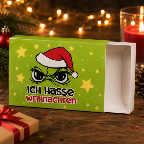 Geschenkbox "ich hasse Weihnachten"  10x7x3 cm
