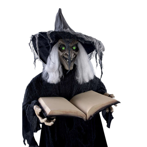 Animierte Hexe mit Buch 190 cm Halloween Ptit Clown