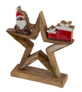 Mangoholzstern a.Fuß/Nikolaus nat./rot Front lack 15x5x16cm