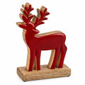 Holzhirsch auf Fuß natur/rot 11x5.5x19cm