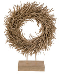 Natur-Kranz auf Fuß m.Äste champagner/Glitzer 38x38x48cm