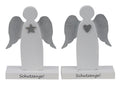 Holzschutzengel auf Sockel 2s weiß/silber 10x4x14cm