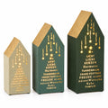 Metallhaus-Windlichtset 3tlg. beige/gold 16x10.5x41cm