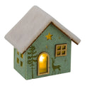 LED-Filzhaus Holz Plüschdach creme/grün 1CR2032.11x7.5x11cm