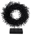 Naturkranz a. Fuß Äste schwarz/Glitzer 38x38x48cm