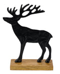 Alurentier auf Holzsockel schwarz/natur 8.5x5x12.5cm