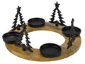 Adventskranz Holz m.Alutannen 4Kerzenhalter 30x30x13cm