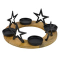 Adventskranz Holz m.Alusterne 4Kerzenhalter 30x30x13cm