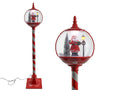 Rote und weiße gestreifte laterne mit santa-figur im glaskugel-led-licht und schneeflocken, 150 cm hoch