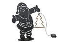 Schwarzer metall weihnachtsmann mit beleuchtetem dreieckigem baum aus 45 cm 45-led w-mann m/baum 45cm 45led bb
