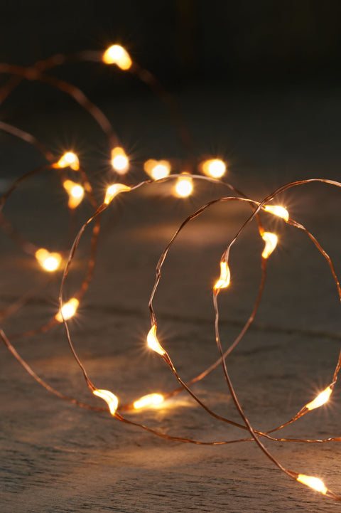 B.o.t. led kupferdraht 40l 2m kupferfarbene string lights mit warm leuchtenden glühbirnen in gewendelter anordnung