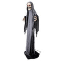Wachsender reaper halloween-dekoration 180-240 cm mit skelettfigur, leuchtenden roten augen und schwarzen zerschlissenen gewändern