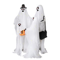 Weiße aufblasbare halloween geisterfamilie 160 cm mit leuchtenden lichtern schwarzen gesichtern und hüten