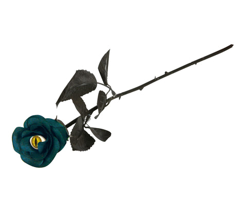 Schwarz-blaue Rose mit Katzenauge 42 cm Halloween Fiestas Guirca