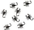 Schwarze kunststoff-skorpione als deko 8er set 6 cm für halloween oder partys