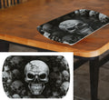 Schwarz-weißes rechteckiges tablett totenkopf mit glänzender oberfläche 39x24 cm aus robustem material