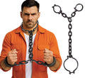 Schwarzes metall hand- und halsfesseln set 110 cm mit hand- und fußschellen für kostümgebrauch