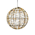 Eine kugelförmige pendelleuchte ball metall 300led flash mit dunklem metallrahmen und warmweißen led-lichtern