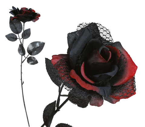 Halloween rot-schwarze Rose 40 cm Halloween Fiestas Guirca