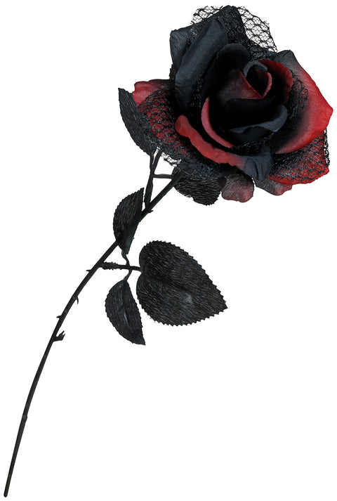 Halloween rot-schwarze Rose 40 cm Halloween Fiestas Guirca