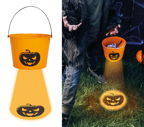 Halloween LED-Eimer orange 15 cm Halloween Fiestas Guirca
