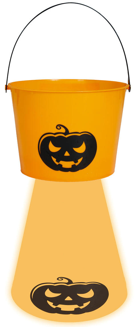 Halloween LED-Eimer orange 15 cm Halloween Fiestas Guirca