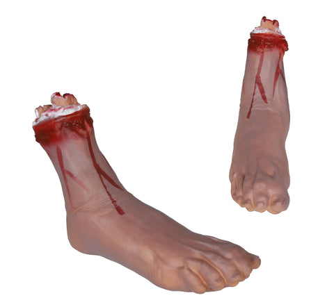 Fuß aus latex 31 cm mit blutigen wunden und realistischen horrormerkmalen in heller hautfarbe