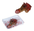 Amputierter penis aus braunem latex mit roter blutbespritzung 12 cm halloween horror prop
