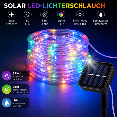 Solar-Lichterschlauch bunt 50 LED / 5 m