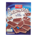 Mini wafer cocoa und milk 200g in blau-roter verpackung mit süß plus kakaogeschmack und milchfüllung