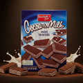 Mini wafer cocoa plus milk 200g mit blau-roter verpackung von süßen mini waffeln mit kakaogeschmack