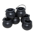 Schwarze kunststoff cauldrons mit geprägtem blattmuster und metallgriffen im 6er pack dekoimer
