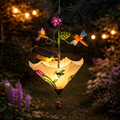 Solar-hängeleuchte schirm mit libelle solarbetriebene hängelampe mit bunten glasfenstern und floralen mustern