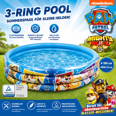 Paw Patrol  3 Ring Pool 100 Ø cm x 23cm