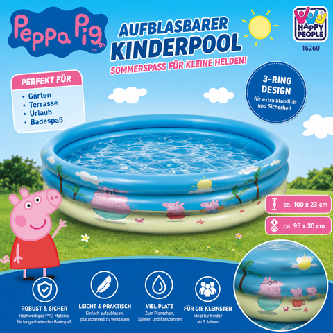 Peppa Pig 3 Ring Pool 100 Ø cm x 23 cm