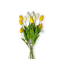 Künstliche tulpe 60cm mit lebensechten grünen stielen und blättern in leuchtendem gelb und weiß