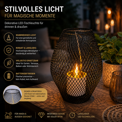 Solar-Tischleuchte mit Kerze