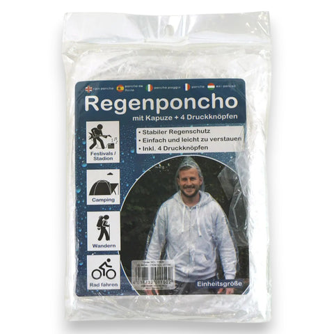 Regenponcho Transparent mit druckknöpfen