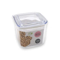 Klare kunststoff-frischhaltebox easy swift 0,75l mit transparentem deckel, weißem etikett, bpa-frei und kichererbsenmotiv