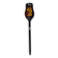 Schwarze metalllaterne mit blattmuster und leuchtend orangefarbenem flammeneffekt 53 cm hohe led solar laterne