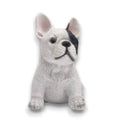 Gartenfigur bulldogge gefleckt weiße und schwarze französische bulldogge figur mit texturiertem fell