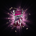 Ein lebhaft pink und schwarz verpackter beutel pipapo geröstete sonnenblumenkerne sweet popcorn 100g mit stilisiertem porträtdesign