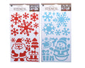 Rote und blaue plastikstempel schablonen mit weihnachtlichen motiven wie schneeflocken santa schlitten und bäumen