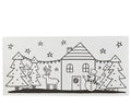 Schwarz-weißes fensterdeko pet mit festlicher winterlandschaft haus bäume rentier und schneemann aus plastik