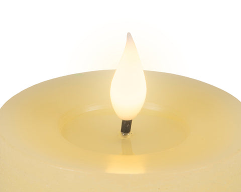 LED Echtwachskerze Flacker-Effekt creme warmweiße LED 7.5x9.5cm