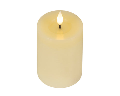 LED Echtwachskerze Flacker-Effekt creme warmweiße LED 7.5x13.5cm